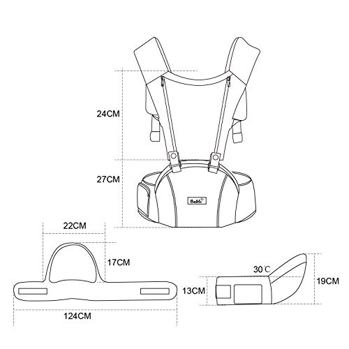 image for Bable Baby Carrier Hip Seat, Front and Back Baby Shoulder Carrier with
