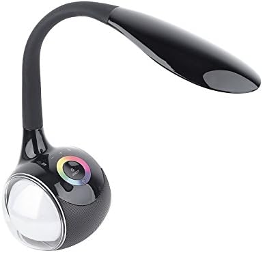 Pparty 3-in-1 Black Flexible Desk Lamp Hi-Fi Speaker w/ RGB Night Light Sensor USB Charging Port Touch Dimmable Fashionable