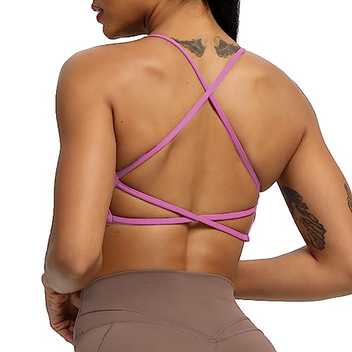 Aoxjox Women's Workout Sports Bras Fitness Backless Padded Ivy Low