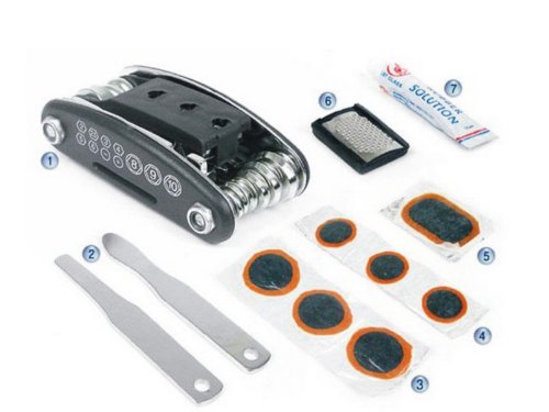 Wotefusi New Portable 16 in 1 Multi-function Repair Tools Set For Outdoor Sports Road MTB Mountain Cycle Cycling Bicycle Bike Spoke wrench Slotted Phillips Screwdriver Socket extension rod Tyre spoon Rasp Patches Rubber Patch Cement - Thumbnail 5