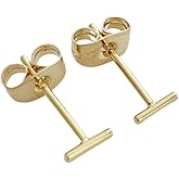 HONEYCAT Skinny Wire Midi Balance Bar Stud Earrings in Gold, Rose Gold, or Silver in 10mm or 5mm | Minimalist, Delicate Everyday Jewelry