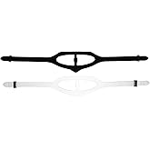 JUMPLAWN 2Pcs Silicone Dive Mask Strap Goggles Headband Replacement for Scuba Diving Snorkeling Gear Adjustable Durable Fit for Men and Women Black Transparent