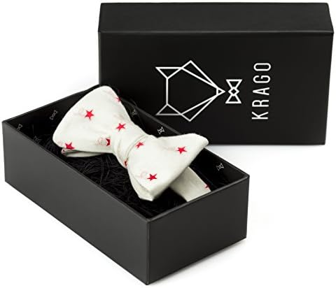 White with Red Stars Bow tie for Men, Self tie Bow ties for Party, Events