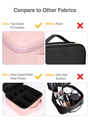 Luxtude Travel Makeup Bag Makeup Case Cosmetic bag, 2-Layer 10.4” Large PU Leather Make up bag, Portable Professional Makeup Train Case Cosmetic Artist Storage Organizer with Dividers for Women (Pink) 8 Luxtude Travel Makeup Bag Makeup Case Cosmetic bag, 2-Layer 10.4” Large PU Leather Make up bag, Portable Professional Makeup Train Case Cosmetic Artist Storage Organizer with Dividers for Women (Pink)