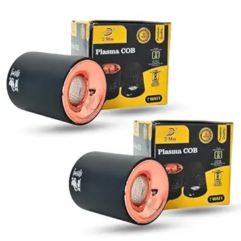 D'Mak Store 7 Watt Black Body Cylindrical Spot Light, Indoor Fixtures Light, Ceiling Light, Decorative Light, Wall Light (Natural White, Pack of 2)