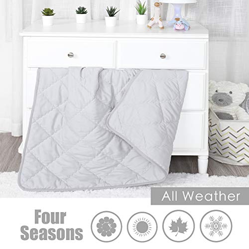 TILLYOU Ultra Soft Microfiber Toddler Quilt- Hypoallergenic Multi-Use Baby Quilted Blanket - 39" x 47" Crib Comforter for Boys Girls-Grey - Thumbnail 5