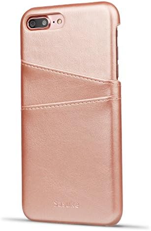 iPhone 8plus card Case,Leather Case for iPhone 7plus,Ultra Slim Premium PU Leather Case with Business Credit Card with 2 Slot Holder Protective Cover for iPhone 8 (Rosegold, iphone7plus/8plus case)