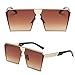 Niceskin Retro Oversized Mirrored Sunglasses Shades for Women, Resin and Metal (Gold&Tea)