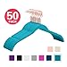 MIZGI Premium Velvet Shirt Hangers (Pack of 50) - Non Slip Felt Dress Hangers Teal - Copper/Rose Gold Hooks,Space Saving Clothes Hangers (Teal)