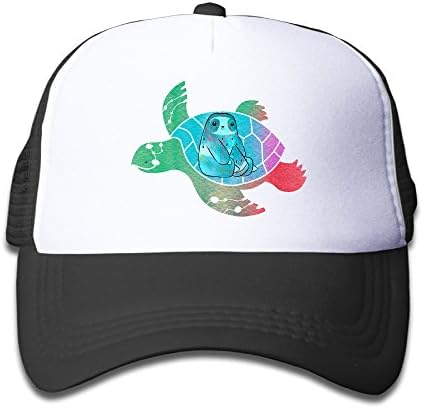 Kid's Watermelon Sloth And Sea Turtle Trucker Mesh Baseball Cap Hat Trucker Hats Black