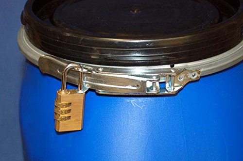 Lot of 4 Kegs plastic drum with open lid galvanized locking lever, blue, 30 L (4x22094) - Thumbnail 4
