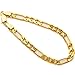 Lifetime Jewelry Figaro Bracelet 7MM 24K Thick Gold Plated Wrist Chain for Men or Women Comes in Pouch for Gift Giving Available from 7-9 Inches