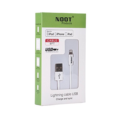Noot products Certified 3-Feet MFI iOS 8.0.2 USB A to 8 Pin Lightning Cable Cord for Apple 6/6 Plus - Retail Packaging - White - Thumbnail 5