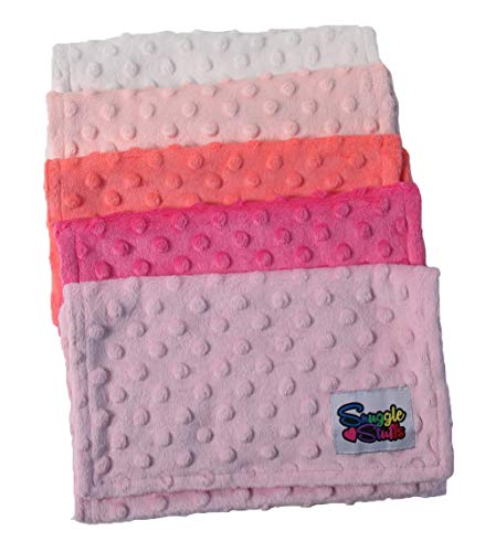 Baby 5 Pack Minky Dot Burp Cloths (Choose Color) (Shades Pink)