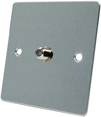 AET FSC1GSKY 1-Gang Satin Chrome Flat Sky F Type Socket for Satellite Outlets