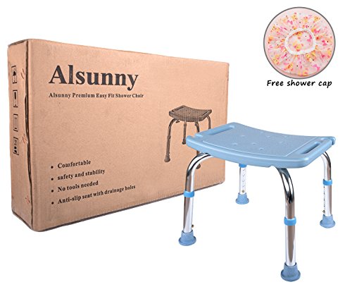 Shower Chair with Non-Slip Seat,Shower Bench Bath Chair Adjustable Height, Lightweight Shower Bench for Adults (White)