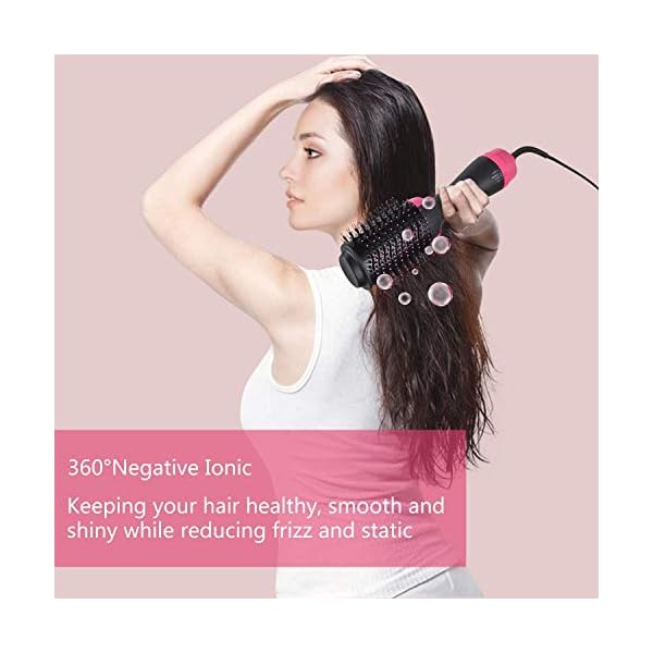 Hair Dryer Brush, Hot Air Brush, 4-in-1 Negative Ionic Hair Blow Dryer Brush for All Hair Types, Multifunctional Hot Air…