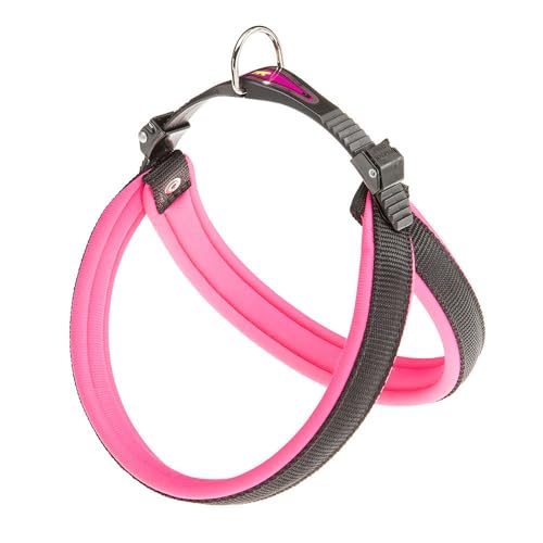 Ferplast Harnais pour Chiens de Taille Moyenne Harnais pour Chien AGILA Fluo 4 avec Rembourrage Doux, système de dégagement et d'attache Rapide, Tour de Poitrine 44-52 cm. Rose