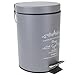 Home Basics Paris Collection Bathroom Accessories, Office, Bedroom, Decorative Waste Basket With Stylish Accent Decor To Complement Any Bathroom, 3 Liter Waste Bin, Grey