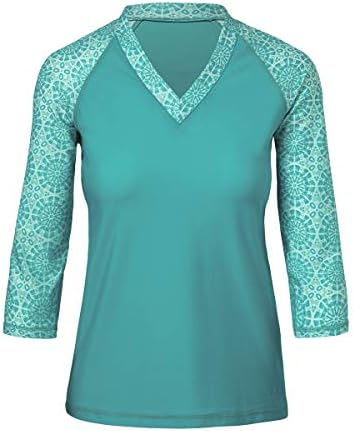 UV SKINZV-Neck Sun and Swim Shirt for Women with UPF 50+ Sun Protection – Rashguard, Modest Swim Top, Swim Tees