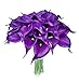 Artificial Calla Lily Flowers 18 Pack 14 Inch Purple Real Touch Latex - Home Decor Wedding Bouquets Party Floral Arrangements