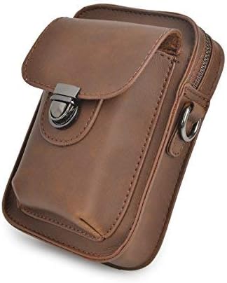 Mens Crazy Horse PU Leather Waist Bag Waist Belt Bag Cigarette Phone Case Pouch