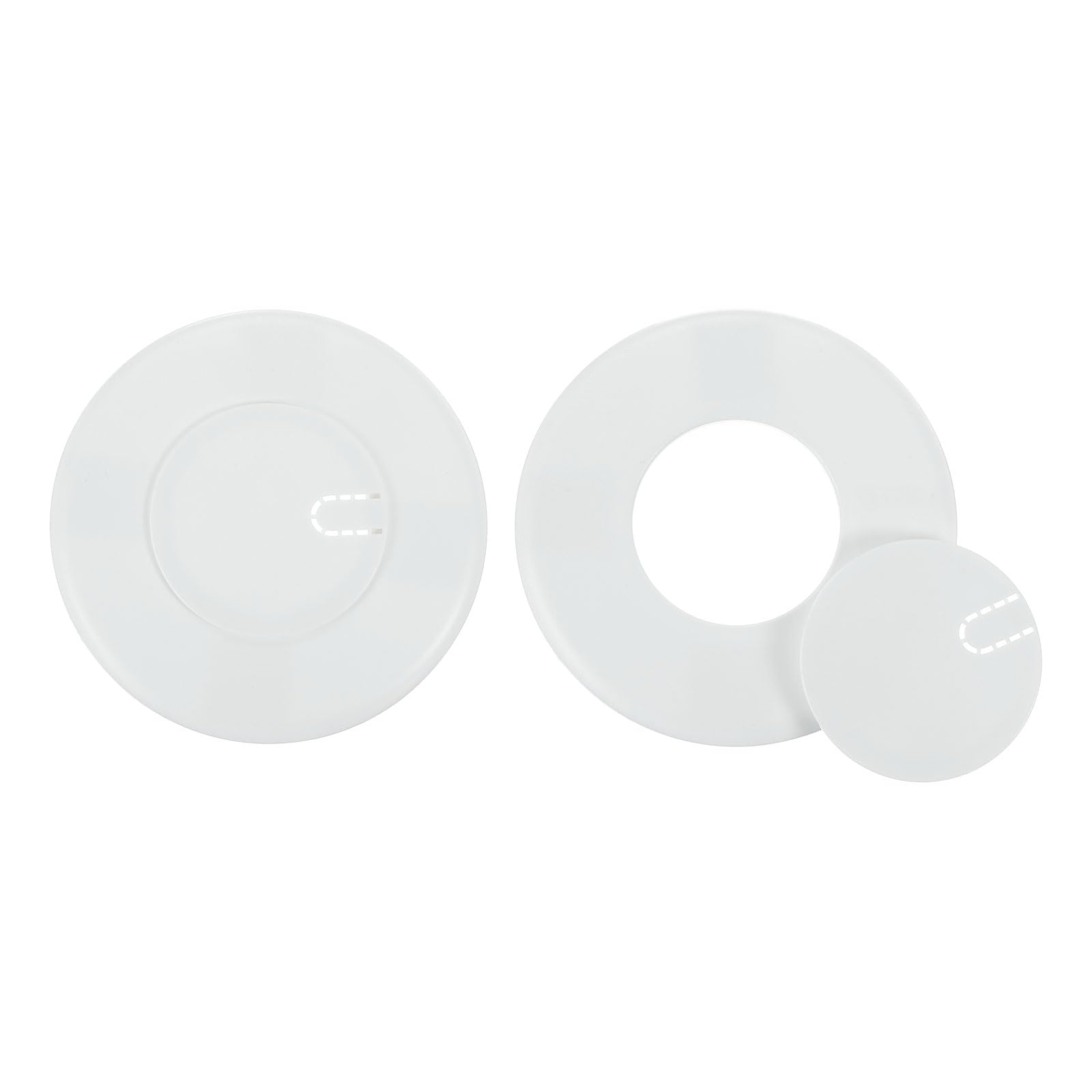 Photo 1 of uxcell 2pcs Pipe Wall Covers 51mm/2" ID Round Self-Adhesive Wall Hole Cover Plate with Removable Snap-In Rectangle Hole Cover for Wall Wire Hole Air-Conditioning Dust Pipe Faucet, White
