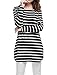 Allegra K Women's Stripes Long Sleeves Pockets Loose Tunic Top M Black