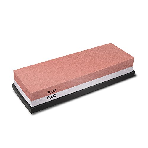 Knife Sharpening Stone, Double Sided 3000/8000 Grit Whetstone with Non-slip Silicone Base for All Kinds of Blades