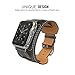 MoKo Band for Apple Watch Series 1 Series 2, Genuine Leather Smart Watch Band Cuff Strap Replacement for 38mm Apple Watch 2015 & 2016 All Models, Quartz GRAY (Not Fit 42mm Versions)