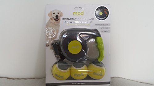 15ft Retractable Dog Leash & 3pc Tennis Ball Set with Reflective Stickers
