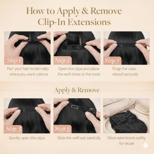 16 Inch Clip in Hair Extensions Real Human Hair, 120g 7 Pcs Double Weft Silky Straight Hair Extensions, Natural Thick Hair for Women, Salon Quality Long Lasting (#1 Jet Black, 16 inch-120g)