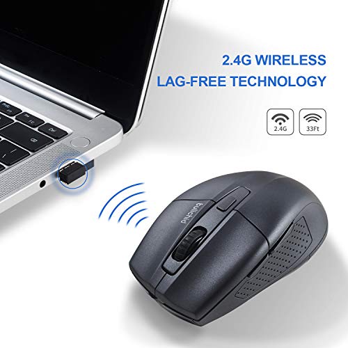 Tulichid Wireless Mouse Rechargeable, 2.4G Noiseless Ergonomic Mouse with USB Nano Receiver and 3 Adjustable DPI /6 Button Computer Mouse for Laptop PC MacBook Desktop