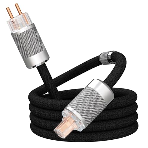 Audiophile HiFi-Netzkabel,HiFi Stromkabel 10AWG EU-Netzkabel 125V/15A für Lautsprecher,Subwoofer, Plattenspieler,Verstärker,DAC