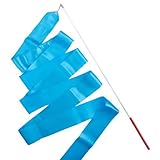 Eforstore 4M Dancing Ribbon Streamer Dance Baton Gym Rhythmic Ribbons with Wand Art Artistic Gymnastics Ballet Twirling Rod Stick for Women Girls Kids (Blue)