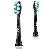 MiKiZ Deep Sweep Electric Toothbrush Replacement Soft Brush Heads Refill Black Color, 2 Count for Purple and Black Sonic Toothbrushes