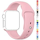 Apple Watch Band, HuanlongTM Soft Silicone Sport Style Replacement Iwatch Strap for Apple Wrist Watch (Vintage Rose 38mm S/m)