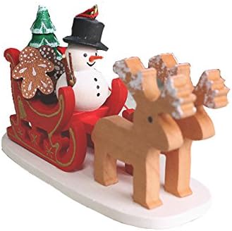 Amazon クリスマスツリーの飾り オーナメント 赤いソリのスノーマン ドイツの木のおもちゃ ザイフェン 人形 動物 おもちゃ