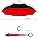 EEZ-Y Reverse Inverted Windproof Umbrella - Upside Down Umbrellas with C-Shaped Handle for Women and Men - Double Layer Inside Out Folding Umbrella