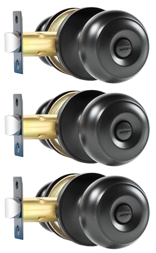KAMOTA Matte Black Privacy Door Knobs, 3 Pack Heavy-Duty Interior Knobs at Amazon