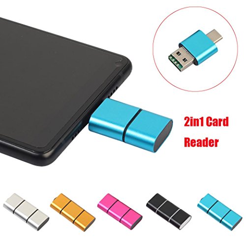 TF / SD Card Reader, [2 Pack] Gotd Ultra Slim USB 3.0 SD / Micro SD Card Reader Adapter Micro USB OTG / USB C OTG Adapter for PC / Laptop / Smartphones/ Tablets (Hot Pink) - Thumbnail 5
