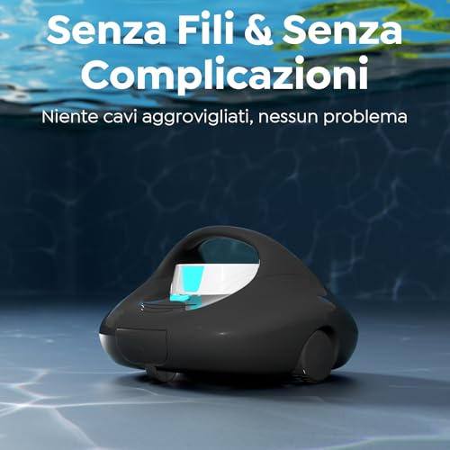 BRINBO Robot for Above Ground and In-Ground Pools, Quick Charge 2.5 Hours, Autonomy 130 Mins, Double Pull, Powerful Cleaning, Suitable for Pools up to 80 m², Black and White