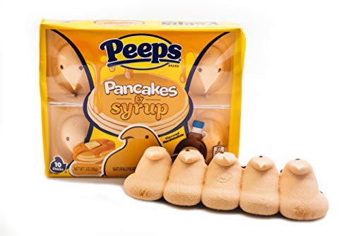 Pancake & Syrup Flavored Marshmallow Peeps - 2 Packs of 10 - Maple Colored Peeps Chicks - Novelty Breakfast Candy - Gluten Free Candy - Naturally & Artificially Flavored