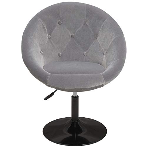Duhome Velvet Accent Chairs, Lounge Chair Adjustable Modern Round Tufted Back Swivel Make-up Vanity Chair Light Grey