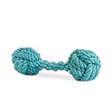 Rocco & Roxie Rope Dog Toy - Bone Shaped Cotton Tug Toys Clean Teeth As Dogs Chew (Sage Green, Powder Blue, or Navy) (Powder Blue)