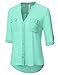 JJ Perfection Women's Deep V-Neck Long Sleeve Chiffon Blouse Shirt Top
