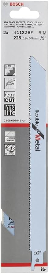 Bosch S1122BF Flexible Metal Saw Blade 29cm Pack of 5 UniShank view 2