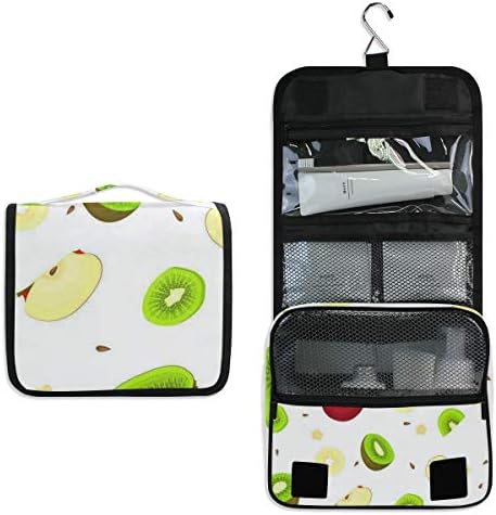 Travel Hanging Toiletry Bag Kiwi Apple Fruit Cosmetic, Makeup and Toiletries Organizer | Compact Bathroom Storage | Home, Gym, Airplane, Hotel, Car Use