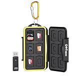 GoFriend Water-Resistant 24 Slots Memory Card Carrying Cases Professional Anti-shock Holder Storage SD SDHC SDXC and Micro SD TF Cards Protector Cover With Carabiner & Card Reader