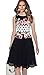 Babyonline Women's Chiffon Floral Print Fit and Flare Midi A Line Casual Dress, Small, black flower